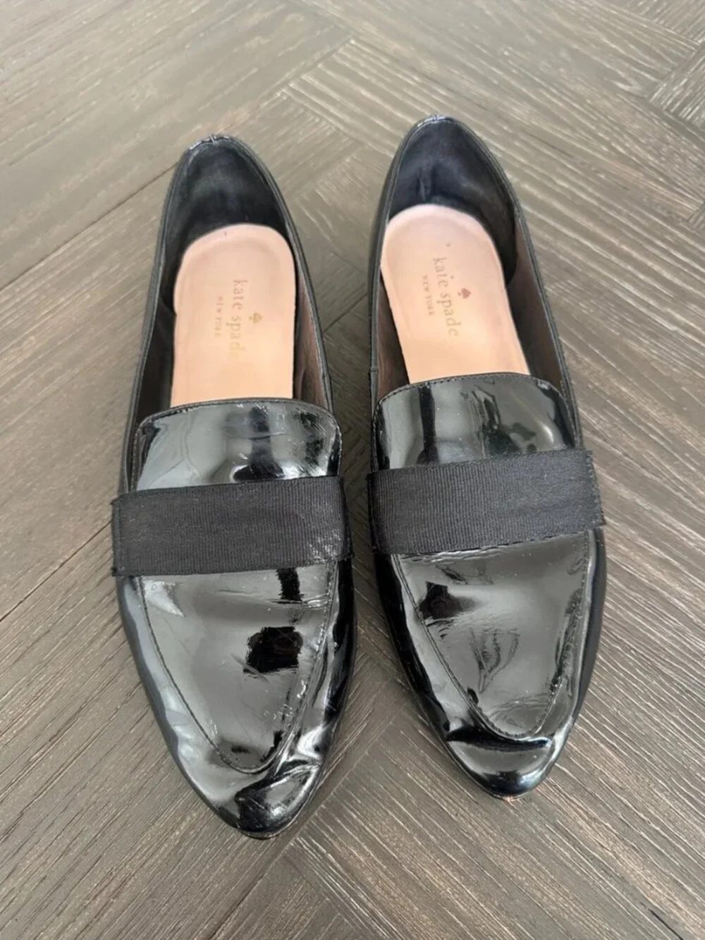 Kate Spade Loafers Size 8 Black Patent Leather Slip On Flats